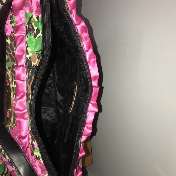 Betsey Johnson Leopard Rose Weekender Travel Canvas Bag - Picture 5 of 5